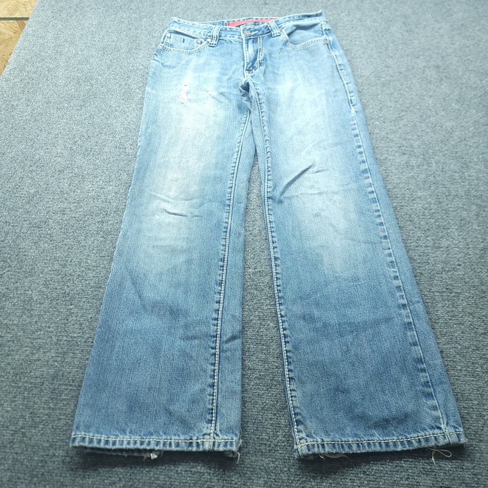 Rock & Roll Denim Mens Light Wash Wide Leg Jeans M0S8553 Distressed Hem 32x31
